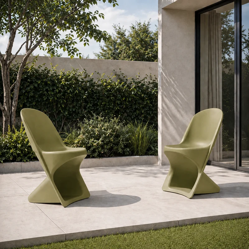 Sedia da giardino dal design sinuoso verde olivastro – Twist
