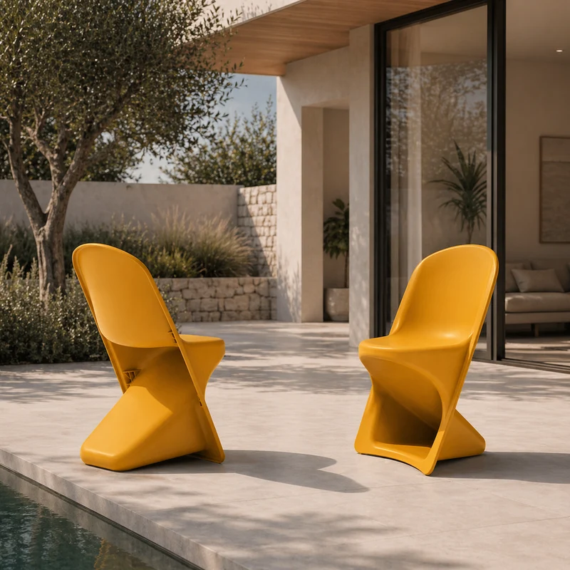 Sedia da giardino dal design sinuoso giallo ocra – Twist