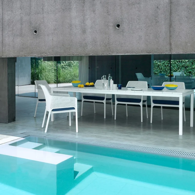 Tavolo da giardino allungabile con piano DurelTop bianco 210/280x100 cm – Rio ext
