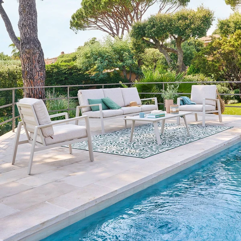 Salotto da giardino completo 5 posti in alluminio – Luzane