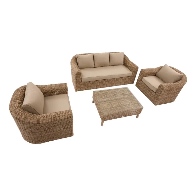 Salotto da giardino completo 5 posti in resina intrecciata – Mooréa Savana