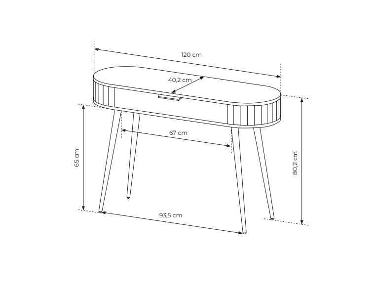 Consolle 1 cassetto con piede in metallo Lovy 120x80 cm