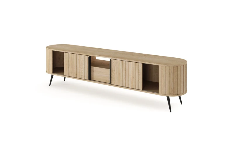 Mobile TV 2 ante 1 cassetto con piede in metallo Lovy 196x51 cm