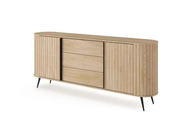 Madia 2 ante 3 cassetti con piede in metallo Lovy 196x81 cm