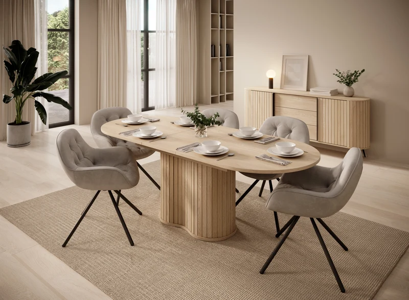 Madia 2 ante 3 cassetti con piede in metallo Lovy 196x81 cm