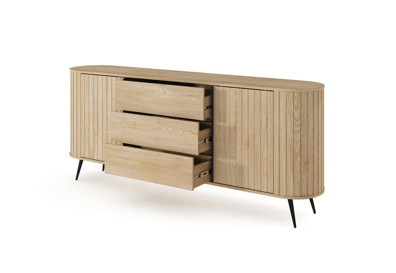 Madia 2 ante 3 cassetti con piede in metallo Lovy 196x81 cm