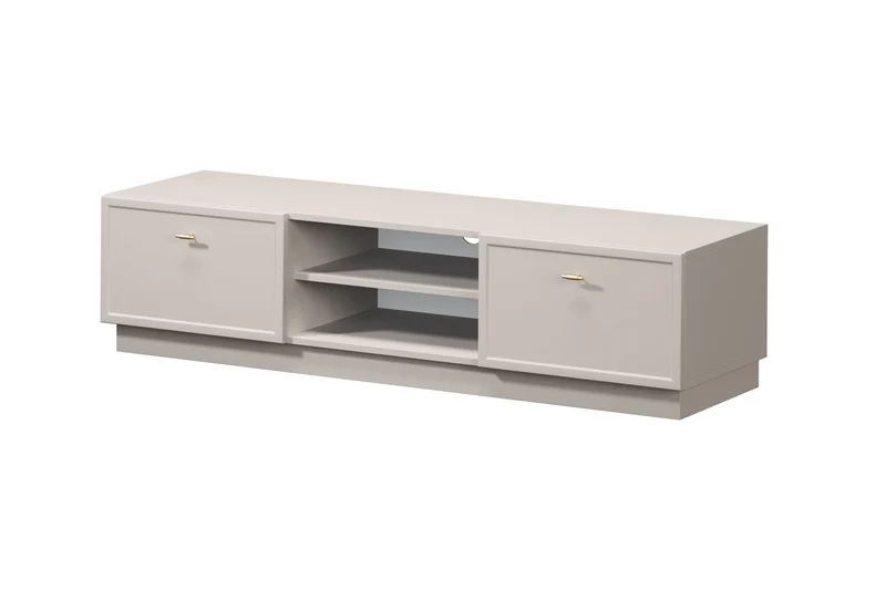 Mobile TV 2 cassetti cashmere con maniglie oro Lora 150x45 cm