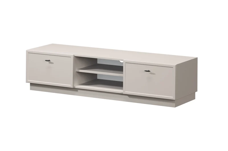 Mobile TV 2 cassetti cashmere con maniglie nere Lora 150x45 cm