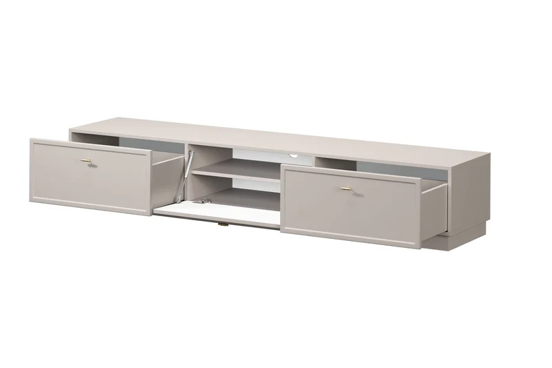 Mobile TV 1 anta 2 cassetti cashmere con maniglie oro Lora 200x45 cm