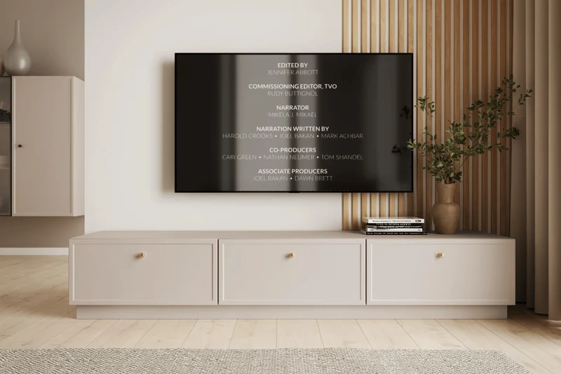 Mobile TV 1 anta 2 cassetti cashmere con maniglie oro Lora 200x45 cm