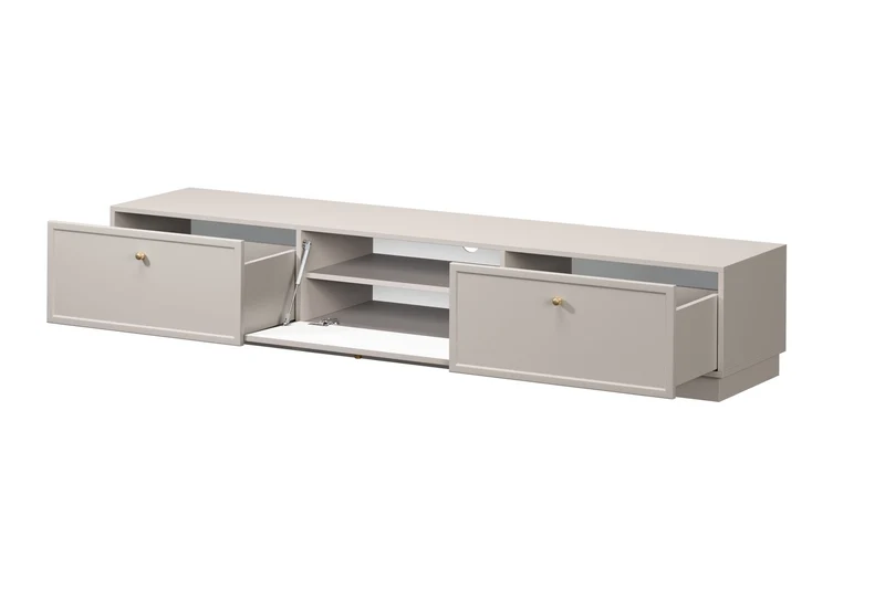 Mobile TV 1 anta 2 cassetti cashmere con maniglie oro Lora 200x45 cm