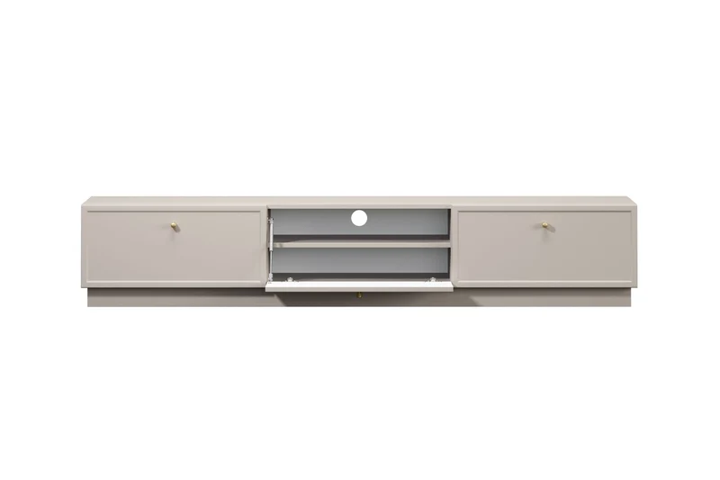 Mobile TV 1 anta 2 cassetti cashmere con maniglie oro Lora 200x45 cm