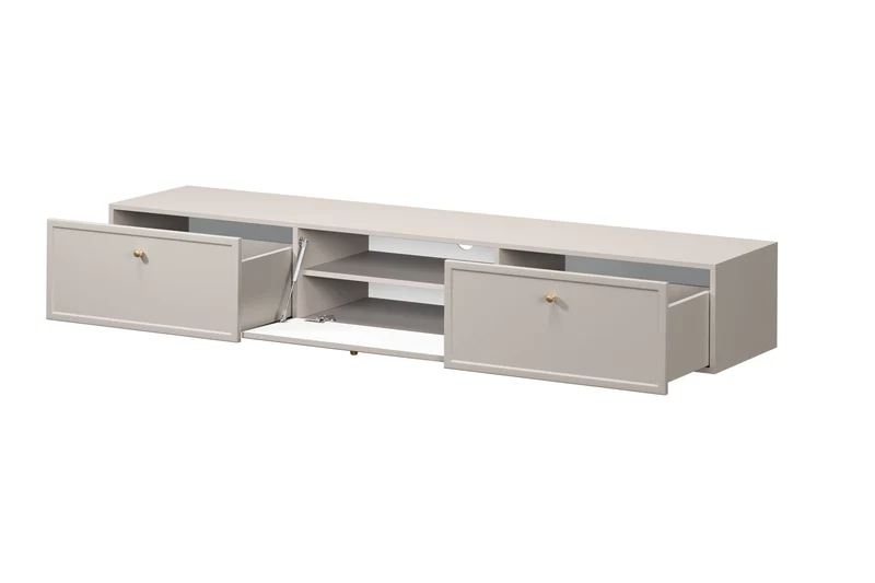 Mobile TV 1 anta 2 cassetti cashmere con maniglie oro Lora 200x45 cm