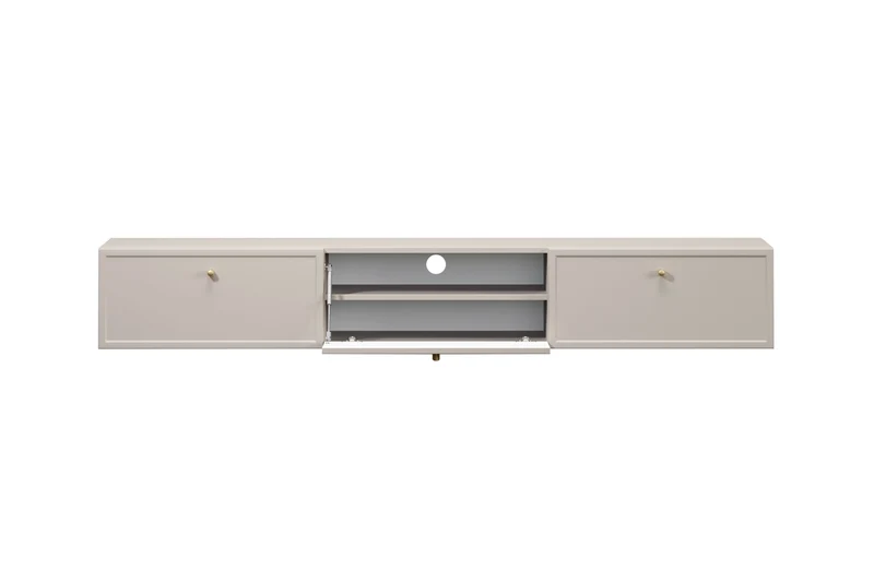 Mobile TV 1 anta 2 cassetti cashmere con maniglie oro Lora 200x45 cm
