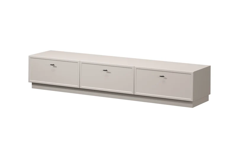 Mobile TV 1 anta 2 cassetti cashmere con maniglie nere Lora 200x45 cm
