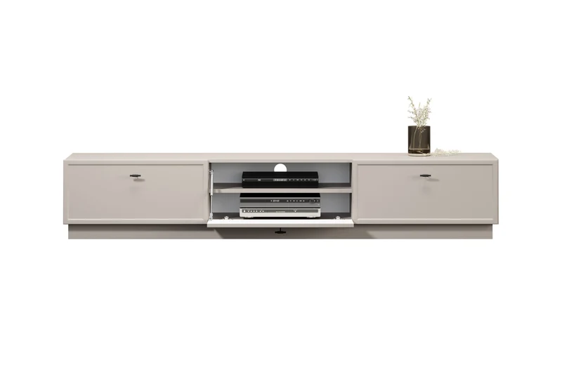 Mobile TV 1 anta 2 cassetti cashmere con maniglie nere Lora 200x45 cm