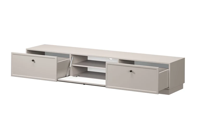 Mobile TV 1 anta 2 cassetti cashmere con maniglie nere Lora 200x45 cm