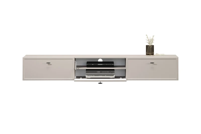 Mobile TV 1 anta 2 cassetti cashmere con maniglie nere Lora 200x45 cm