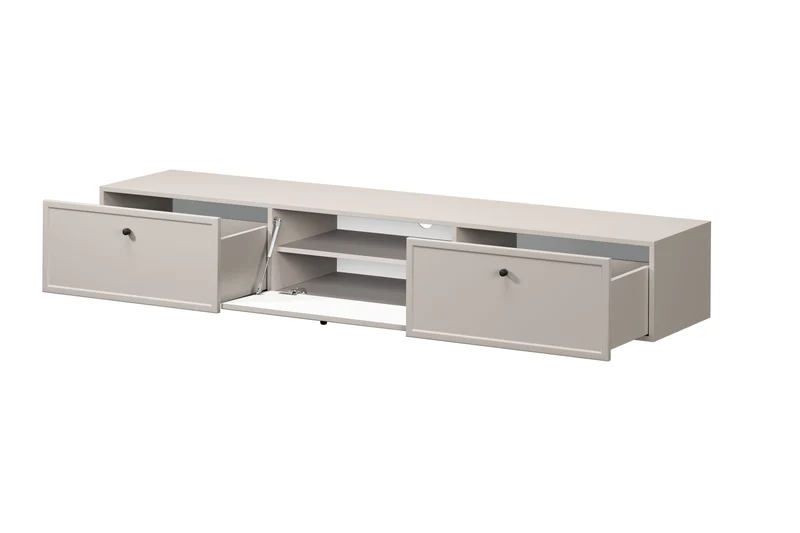 Mobile TV 1 anta 2 cassetti cashmere con maniglie nere Lora 200x45 cm
