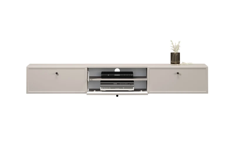 Mobile TV 1 anta 2 cassetti cashmere con maniglie nere Lora 200x45 cm