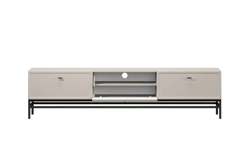 Mobile TV 1 anta 2 cassetti cashmere con maniglie nere Lora 200x45 cm