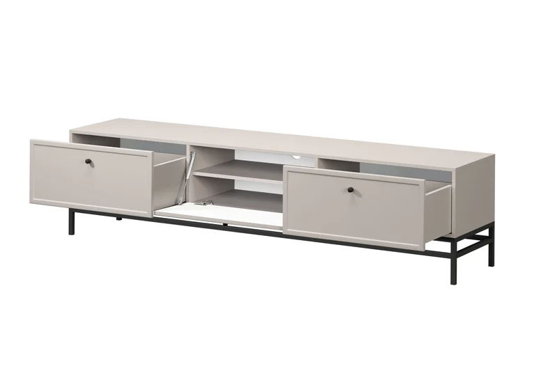 Mobile TV 1 anta 2 cassetti cashmere con maniglie nere Lora 200x45 cm