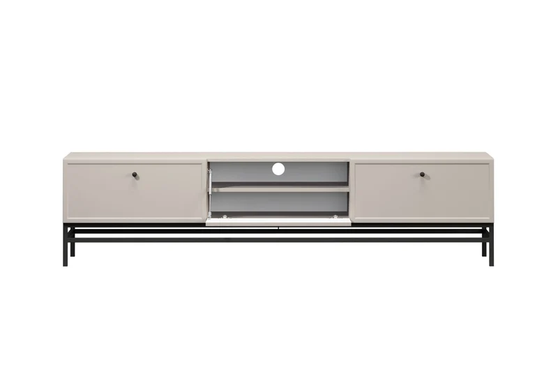Mobile TV 1 anta 2 cassetti cashmere con maniglie nere Lora 200x45 cm