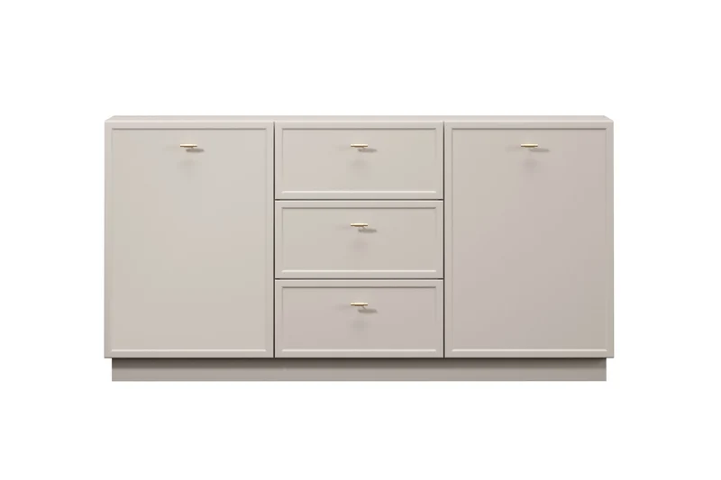 Madia 2 ante 3 cassetti cashmere con maniglie oro Lora 150x45 cm