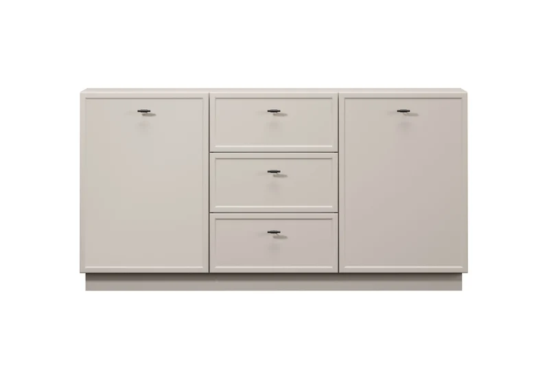 Madia 2 ante 3 cassetti cashmere con maniglie nere Lora 150x45 cm