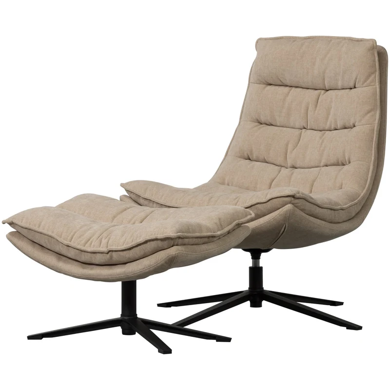 Poltrona girevole con poggiapiedi in tessuto Kube 100x74 cm