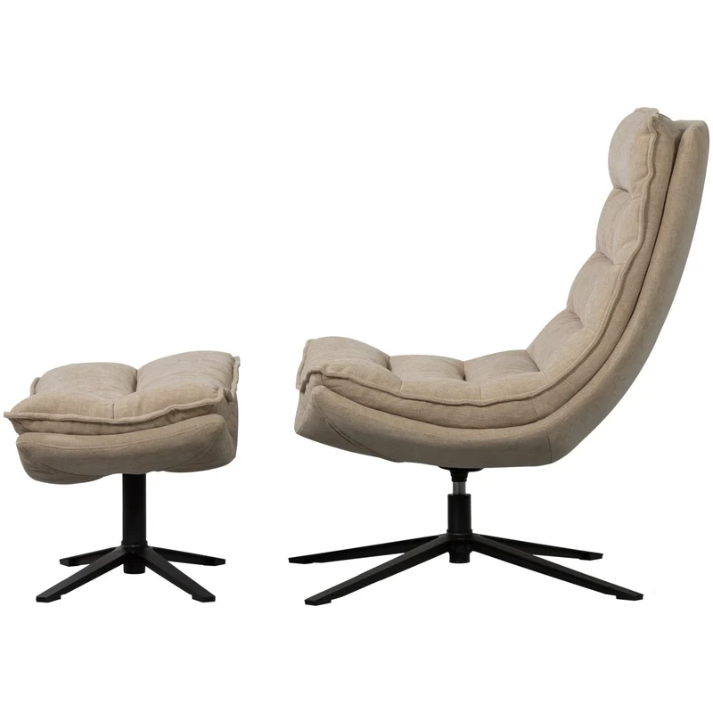 Poltrona girevole con poggiapiedi in tessuto Kube 100x74 cm
