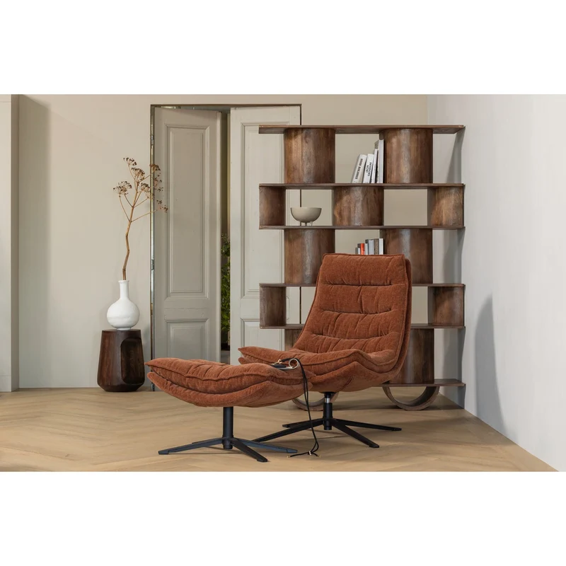 Poltrona girevole con poggiapiedi in tessuto Kube 100x74 cm