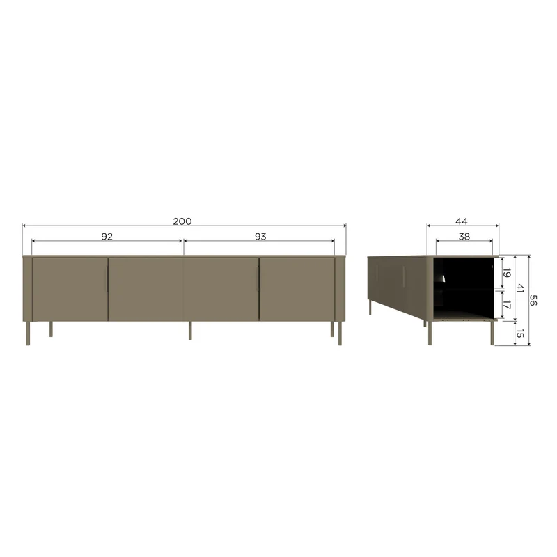 Mobile TV 3 ante in legno di pino Gunnar 154x56 cm