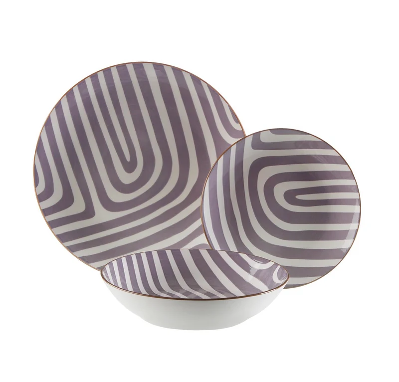 Set di 6 Piatti in porcellana "Denali Viola"