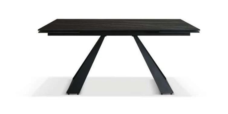 Black - Tavolo con top opaco in ceramica matt golden nero e gambe metallo