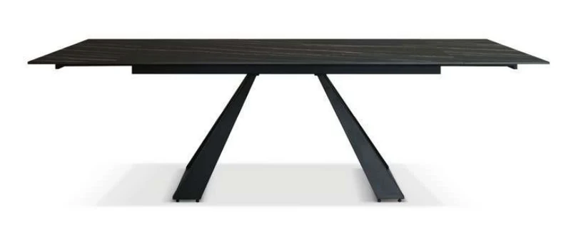 Black - Tavolo con top opaco in ceramica matt golden nero e gambe metallo