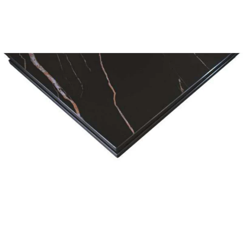 Shark II - Tavolo con top opaco in ceramica matt golden nero e gambe metallo