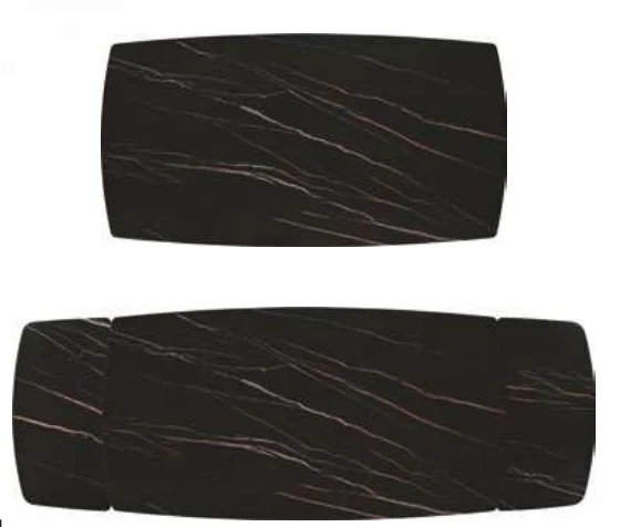 Shark - Tavolo con top opaco in ceramica matt golden nero e gambe metallo