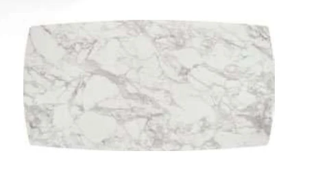 Louis - Tavolo con top opaco in ceramica bianco arabesco e gambe metallo