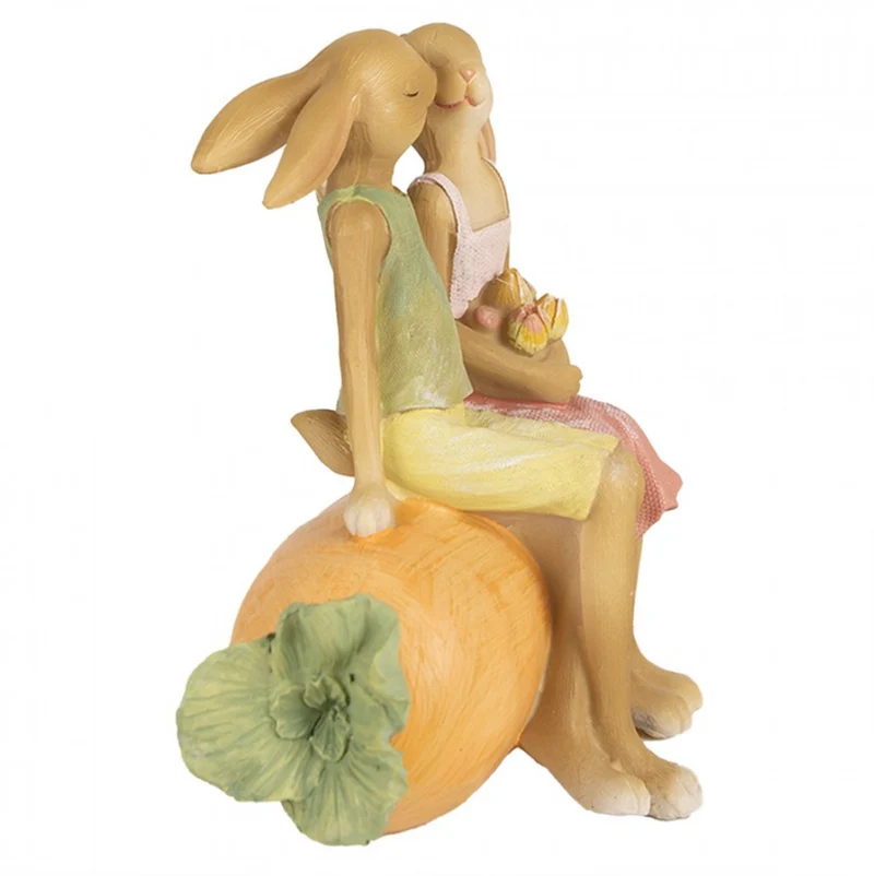 Decorazione in poliresina - "Coniglietti innamorati su carota"