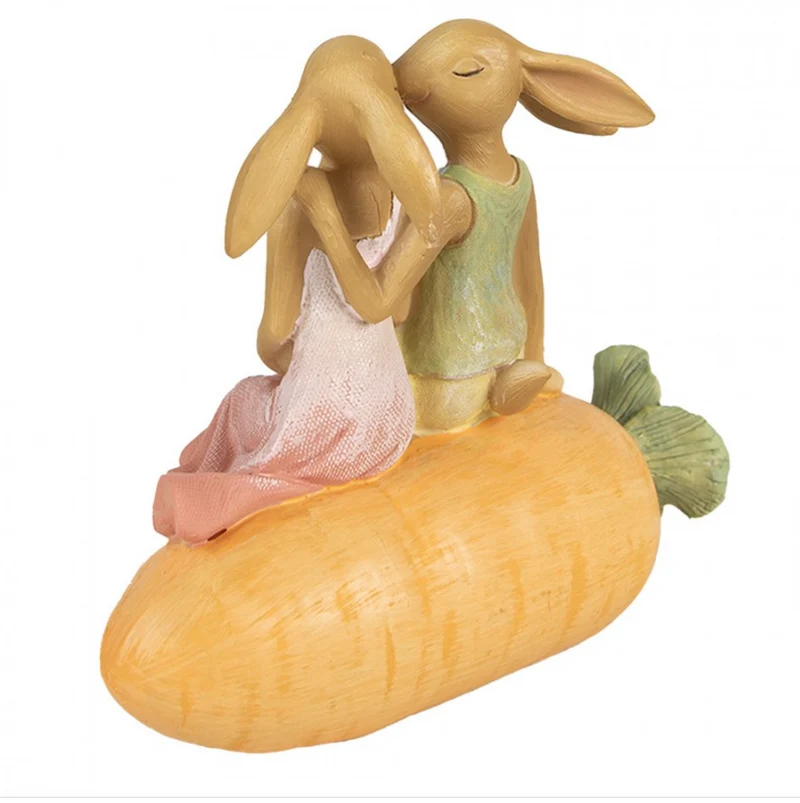 Decorazione in poliresina - "Coniglietti innamorati su carota"