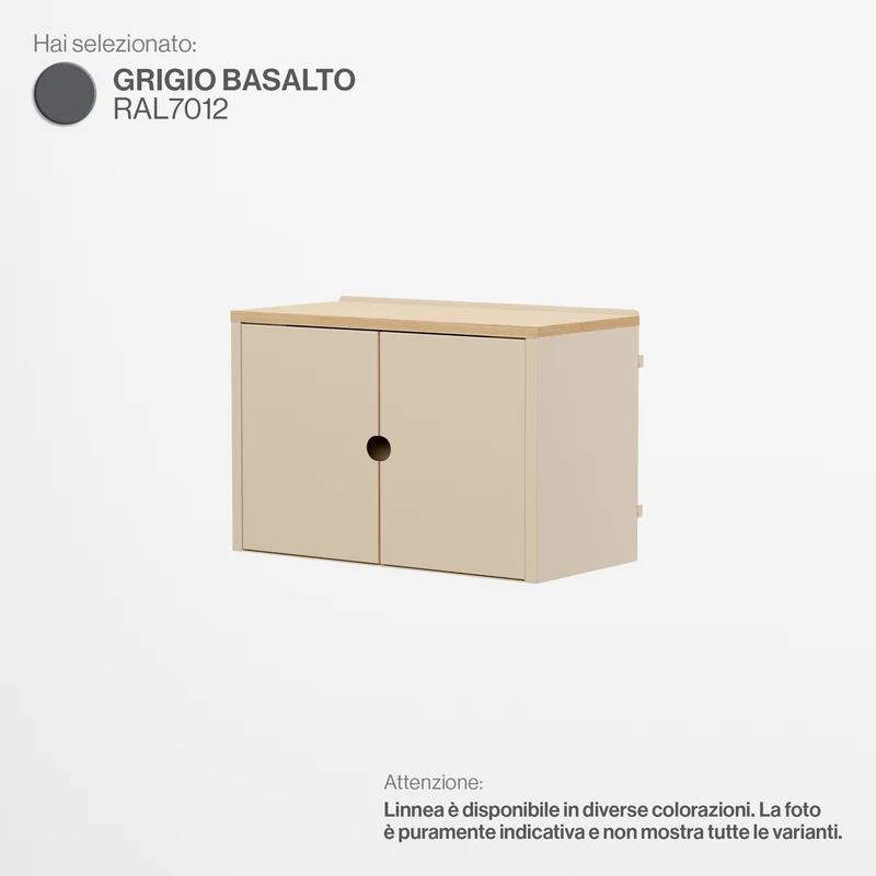 Linnea - Modulo Contenitore Appeso con Ante, Larghezza 60 cm - Grigio Basalto