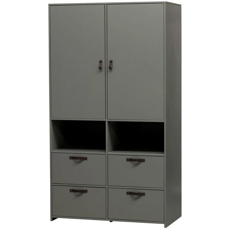 Credenza 2 ante 4 cassetti in legno di pino verde Sally 185x103 cm