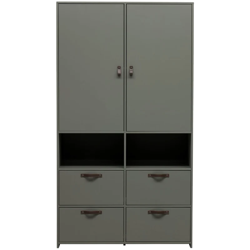 Credenza 2 ante 4 cassetti in legno di pino verde Sally 185x103 cm