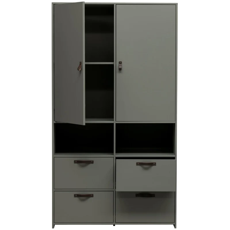 Credenza 2 ante 4 cassetti in legno di pino verde Sally 185x103 cm