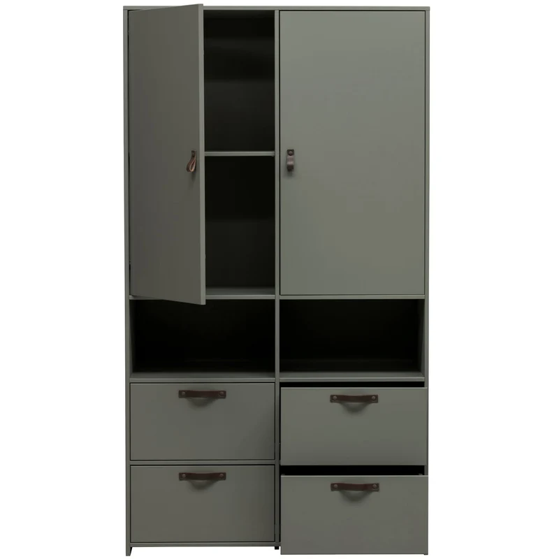 Credenza 2 ante 4 cassetti in legno di pino verde Sally 185x103 cm
