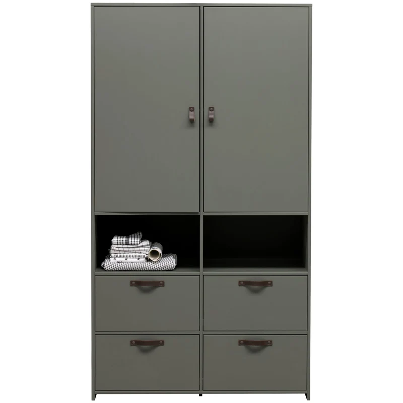 Credenza 2 ante 4 cassetti in legno di pino verde Sally 185x103 cm