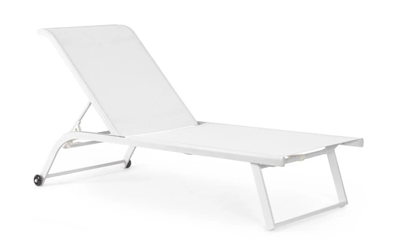 Lettino da giardino reclinabile con ruote in alluminio bianco – Taylor