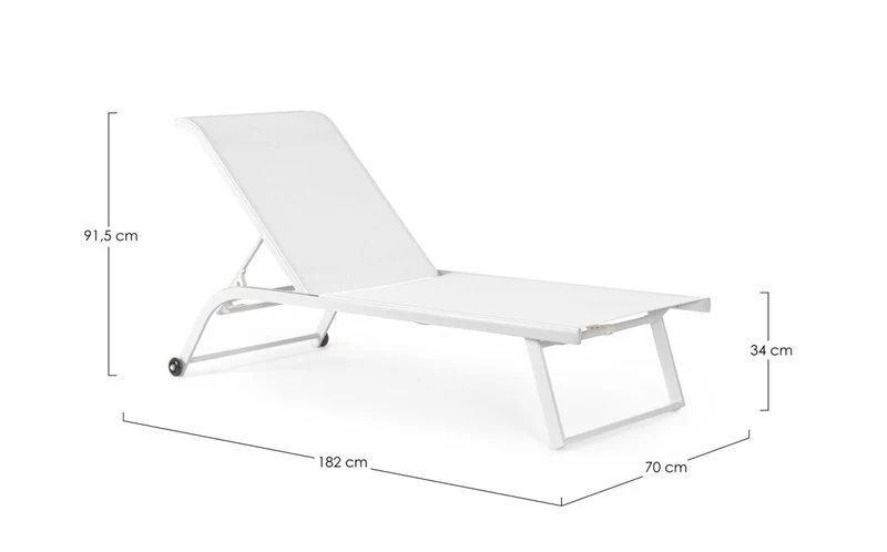 Lettino da giardino reclinabile con ruote in alluminio bianco – Taylor