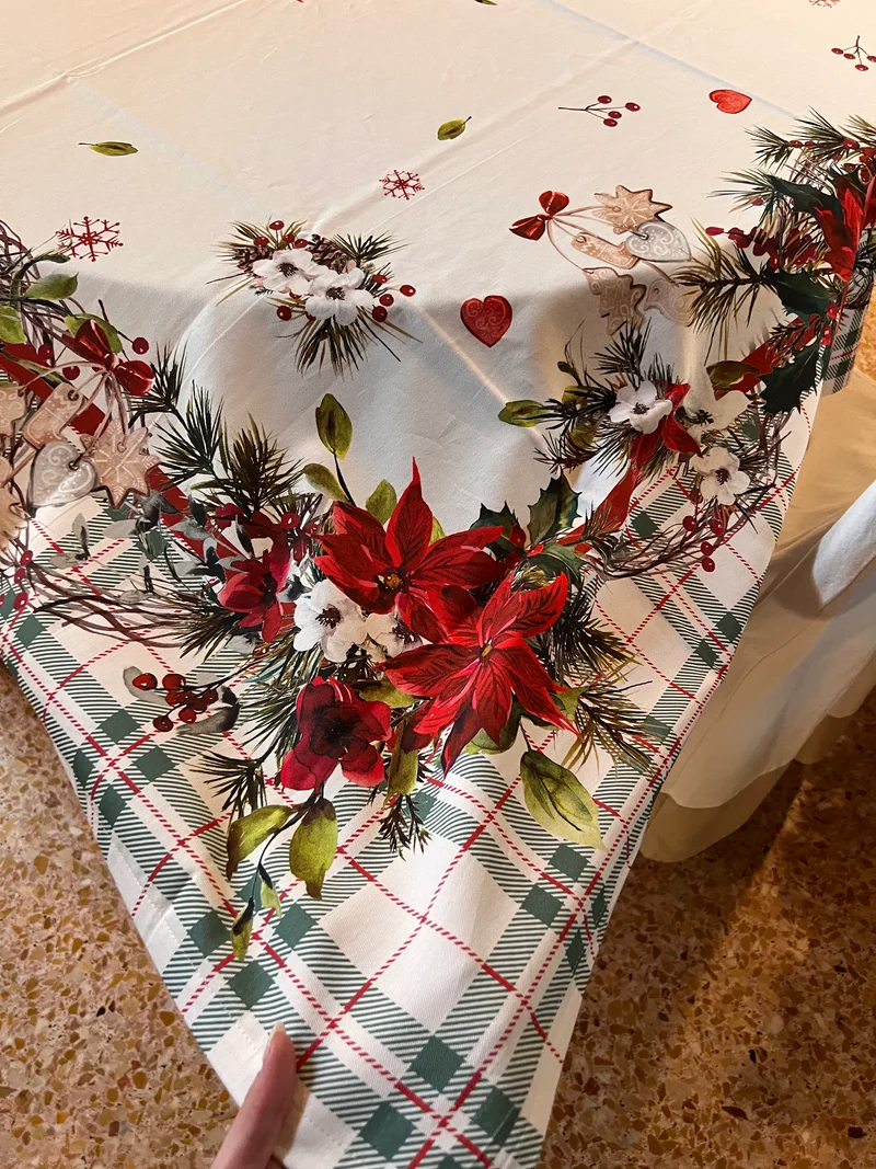 Stella di Natale - Tovaglia rotonda in cotone con stampa digitale